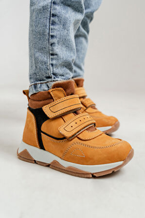 mnpc Erkek Çocuk Sarı Hakiki Deri Suya Dayanıklı Günlük Bot