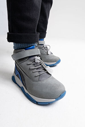 mnpc Erkek Çocuk Gri Hakiki Deri Suya Dayanıklı Günlük Bot