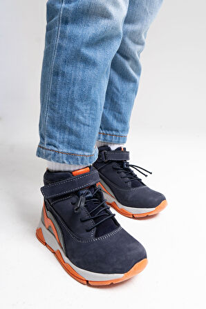 mnpc Erkek Çocuk Lacivert Hakiki Deri Suya Dayanıklı Günlük Bot