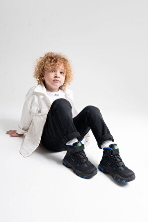 mnpc Erkek Çocuk Siyah Hakiki Deri Anatomik Günlük Bot