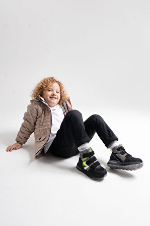 mnpc Erkek Çocuk Siyah Hakiki Deri Anatomik Günlük Bot