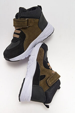 mnpc Erkek Çocuk Siyah-Haki Hakiki Deri Suya Dayanıklı Anatomik Günlük Bot