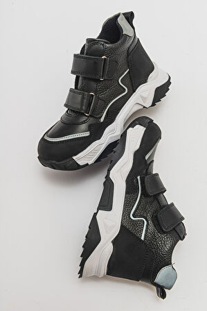 mnpc Erkek Çocuk Siyah Hakiki Deri Suya Dayanıklı Günlük Bot