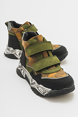 mnpc Erkek Çocuk Haki Hakiki Deri Suya Dayanıklı Günlük Bot