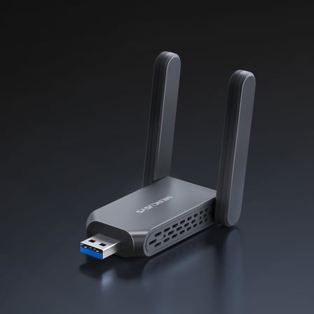 MA37BEH | BE6500 Wi-Fi 7 Kablosuz USB Adaptör | 6.5 Gbps Üç Bant Hız | 6 GHz Desteği | Yüksek Kazançlı Anten | USB 3.0 | Dahili Sürücü Tak Çalıştır | WPA3 Güvenlik | Windows 10/11 Uyumlu
