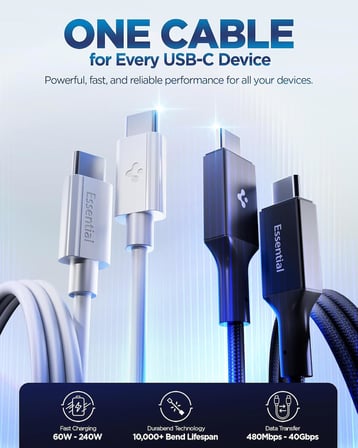 USB-C to USB-C 2 Metre Kablo 100W Güç/PPS 2.0 Super Hızlı Şarj / 5 Gbps (E-Marker Çip) Data Hızı/USB 3.2 Type-C Ekstra Dayanıklı MFI Lisanslı Siyah - ACA09460