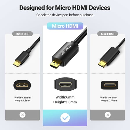 Mikro HDMI Adaptörü 4K 60Hz Mikro HDMI - HDMI Adaptörü 3D 1080P HDMI Tip D - A Mikro HDMI Adaptör Kablosu Raspberry Pi 4, Gopro 7, 6, 5, Kamera, ODROID vb. İle Uyumlu. Siyah