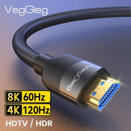 Premium 8K 60Hz 4K 120Hz HDCP ARC HDR Örgülü HDMI 2.1 Kablo 1.5 Metre