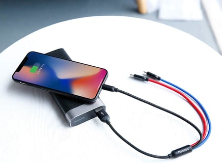 3 in 1, Lightning için Şarj & Data Aktarım, Micro USB & USB-C için Şarj Kablosu, 0.3 Metre, Siyah