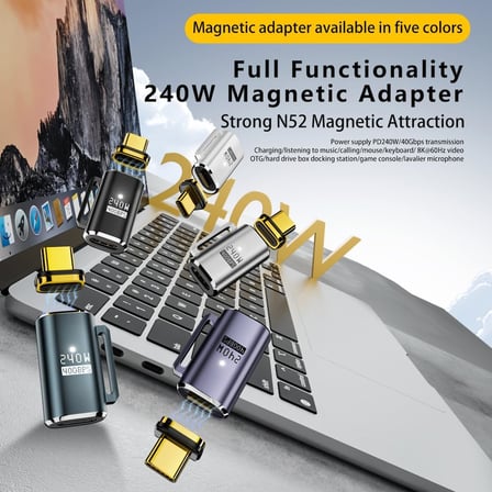 240W PD3.1 Manyetik USB-C Adaptör | 40Gbps USB4.0 Veri Aktarımı | Tam Fonksiyonlu ve Çok Yönlü OTGET