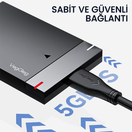 USB 3.0 Micro B Şarj ve Data HDD Kablosu 50 CM