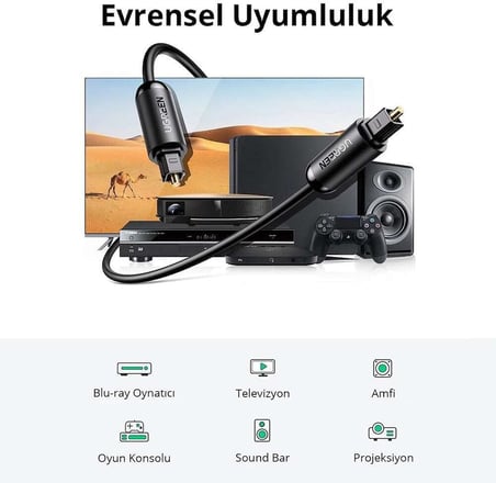 Fiber Optik Ses Kablosu Siyah 1.5 Metre
