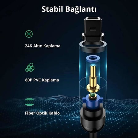 Fiber Optik Ses Kablosu Siyah 1.5 Metre