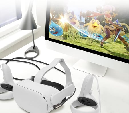VR-C Oculus Quest ile Uyumlu VR5 Link Kablosu 5 M, 5Gbps USB 3.2 Gen 1 Hızlı Veri Aktarımı, Hızlı Şarj Usb-C, Quest 2 Uyumlu (Type C to Type C) Kablo; Sanal Gerçeklik Gözlüğü Uyumlu