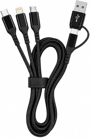 HP-13 3in1 Çoklu Hızlı Şarj Kablosu – Lightning Type-C & Micro USB Çıkışlı Örgülü Kumaş Kablo Ev Araç ve Ofis Uyumlu (1.2 Metre)