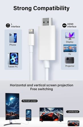 lightning uyumlu to hdmi ios uyumlu to hdmi iphone uyumlu HD HDMİ KABLO 4K ULTRA HD HDMI KABLO TAK ÇALIŞTIR 2 METRE (HB-17)