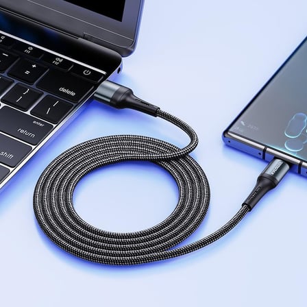 Örgülü USB A-C Hızlı Şarj Kablosu, Siyah (100 CM)