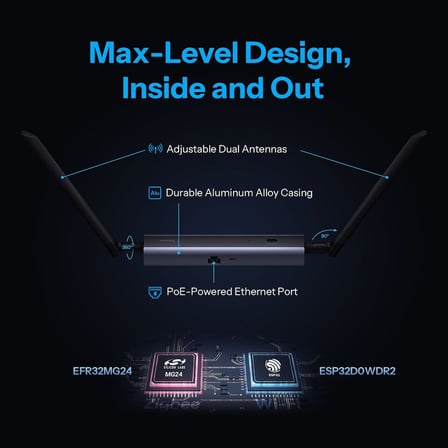 Zigbee/Thread PoE Dongle Max, Ethernet, Wi-Fi ve USB bağlantılarını destekler, EFR32MG24&EFR32D0 ile Zigbee ağ geçidi, ev asistanı veya Zigbee2MQTT için Zigbee çubuğu