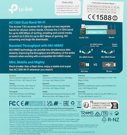 Archer T3U, AC1300 Mini Wireless MU-MIMO USB Adaptör