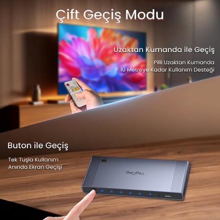 4K HDMI 2.0 Görüntü Seçici 5 Giriş 1 Çıkış Kumandalı Switch