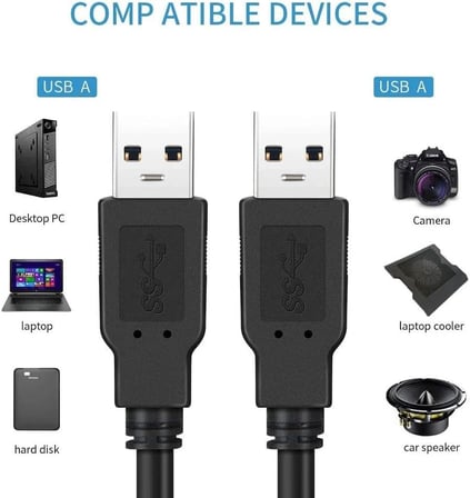 PrimeX PX-USB05 0.5 Metre USB to USB Erkek Kablo, 50 cm USB-A Erkek Erkek Bağlantı Kablosu, Notebook Soğutucu USB Kablosu, USB Fan ve Uyumlu Cihazlar İçin Kısa USB Güç Bağlantı Kablosu