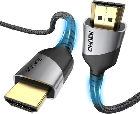 HDMI 2.1 Kablo UHD 8K 60Hz 4K 120Hz 48Gbps HDR eARC HDCP TV Monitör PS5 Xbox Görüntü Kablosu Örgülü Alüminyum (3 Metre)