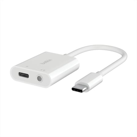 Rockstar™ 3,5 Mm Ses + Usb-C® Şarj Adaptörü, Usb-C 60W Güç Dağıtımlı Kulaklık Adaptörü İphone 15, İpad Pro, Galaxy, Note, Google Pixel, Lg, Sony Xperia Ve Daha Fazlası İ̇Çin Hızlı Şarj - Beyaz