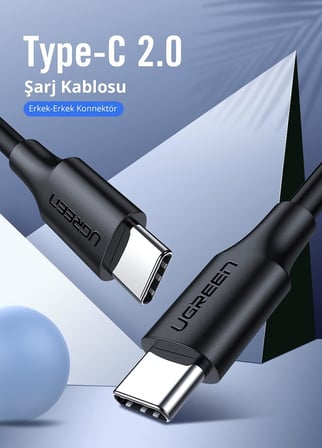 Type-C to Type-C Hızlı Şarj ve Data Kablosu, 2 Metre, Beyaz