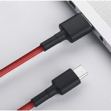 Örgülü USB Type C Kablo, Kırmızı (100cm)