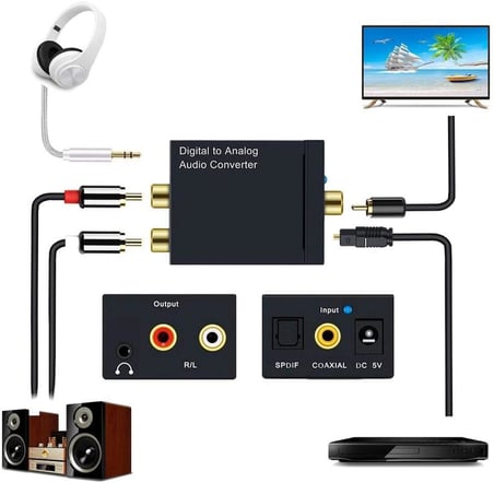 5057 Dijital To Analog Optik Ses Tos Çevirici Dönüştürücü Adaptör, 3.5mm