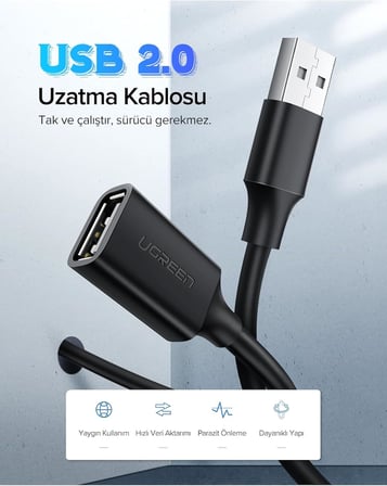 USB Uzatma Kablosu, 2 Metre