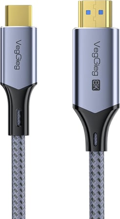Type-C to HDMI Kablo 8K 60Hz 4K 240Hz HDR 3D 48Gbps Örgülü USB-C to HDMI Kablo 2 Metre