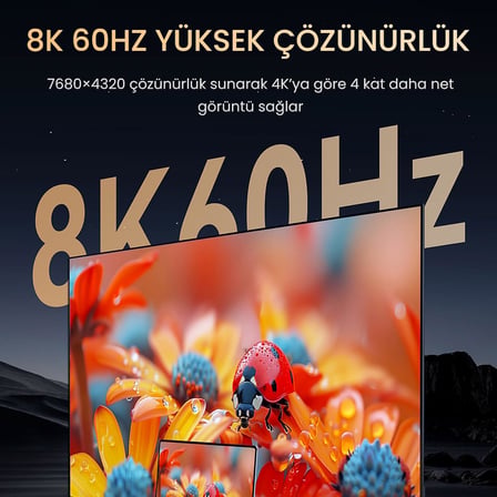 Type-C to HDMI Kablo 8K 60Hz 4K 240Hz HDR 3D 48Gbps Örgülü USB-C to HDMI Kablo 2 Metre