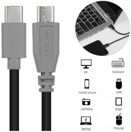 Type-C to Mikro USB Kablosu, USB Tip C - Mikro USB OTG Kablosu Erkek - Erkek Şarj Kablo, 1 Metre Kablo (ZR797-1m Kablo)