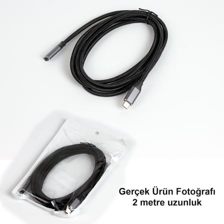 Ga86 Type-C Uzatma Kablosu Asla Kopmaz Örgü Kablo Mac-book i-Pad Air 4 Telefon Bilgisayar Alüminyum Kasa (50, Santimetre)