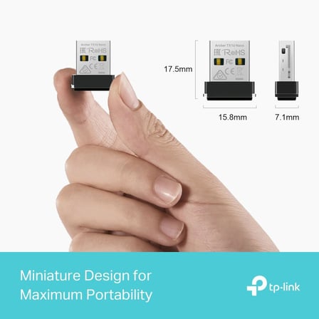 Archer TX1U Nano; AX300 Mbps, Nano Tasarım, Tak ve Çalıştır, Linux ve Windows(11/10/7) Destekli, Wi-Fi 6 USB Adaptör