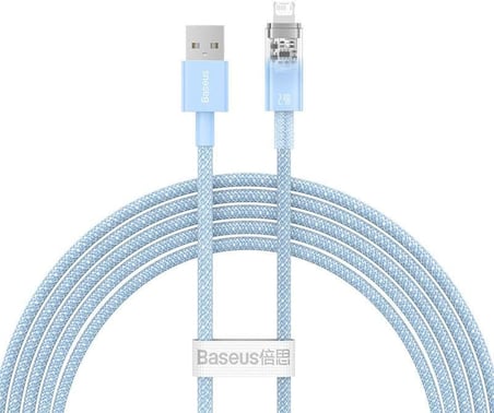 Explorer Serisi Hızlı Şarj Kablosu Akıllı Sıcaklık Kontrolü USB to iP 2.4A, 2m, Mavi