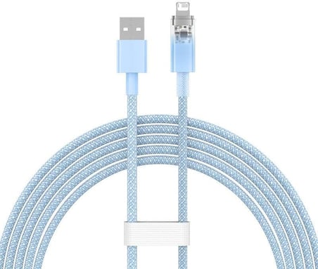 Explorer Serisi Hızlı Şarj Kablosu Akıllı Sıcaklık Kontrolü USB to iP 2.4A, 2m, Mavi