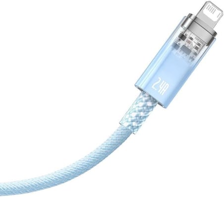 Explorer Serisi Hızlı Şarj Kablosu Akıllı Sıcaklık Kontrolü USB to iP 2.4A, 2m, Mavi