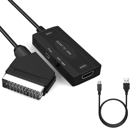 SCART to HDMI (Output) Dönüştürücü Adaptör, SCART Görüntü ve Sesi HDMI’ya Çevirme, 720p 1080p Destekli, PAL NTSC Uyumlu, Eski Tip TV DVD VHS İçin | ZR1126