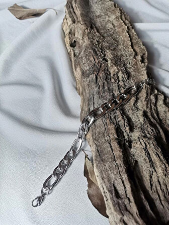 Luna Jewelry Erkek Gümüş Renk BoldLink 316L Çelik Zincir Bileklik