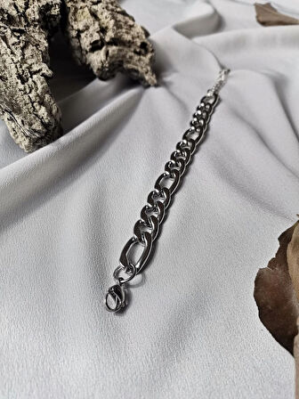 Luna Jewelry Erkek Gümüş Renk BoldLink 316L Çelik Zincir Bileklik