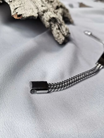 Luna Jewelry Erkek Gümüş Renk Steel Bond 316L Çelik Bileklik