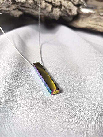 Luna Jewelry Erkek Gümüş Renk Rainbow Steel Bar 316 L Çelik Kolye