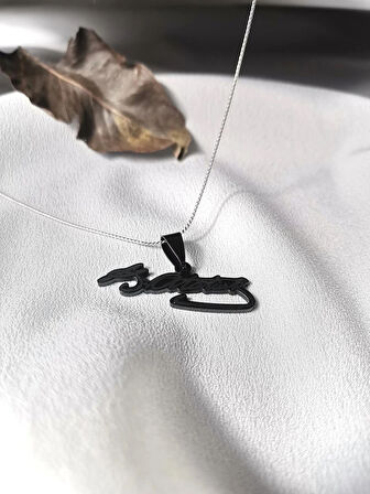 Luna Jewelry Erkek Siyah Atatürk Imza 316L Çelik Kolye