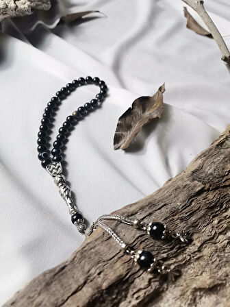 Luna Jewelry Göz Akik Doğal Taş Küre Kesim 33'lü 8mm Tesbih