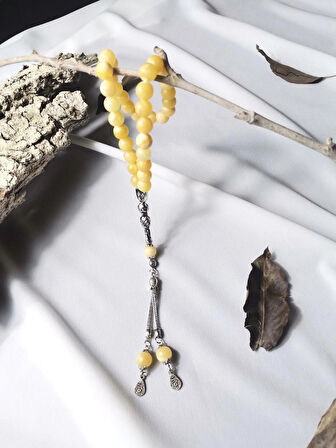 Luna Jewelry Kalsit Doğal Taş Küre Kesim 33 lü 8mm Tesbih