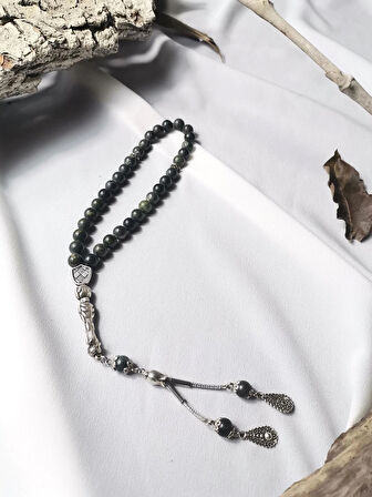 Luna Jewelry Yılan Doğal Taş Küre Kesim 33 lü 8mm Tesbih