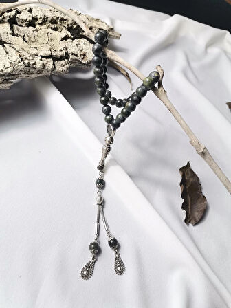 Luna Jewelry Yılan Doğal Taş Küre Kesim 33 lü 8mm Tesbih