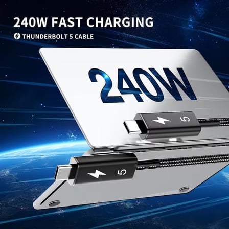 ZR1107-T Thunderbolt 5,0 Type-C Kablo 240W PD Hızlı Şarj, 120Gbps Veri Aktarımı, 16K 60Hz Görüntü Desteği, E-Marker Akıllı Çipli, Thunderbolt 3/4/USB4 Geriye Uyumlulu Örgü Kablo